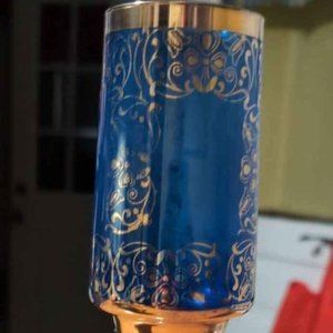 Vintage Cobalt Blue Hand-Blown Italian Wine Glass